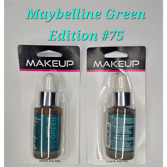 MAYBELLINE Green Edition #75 Super Drop Tinted Oil Makeup Foundation Bundle of 2 - Picture 1 of 5